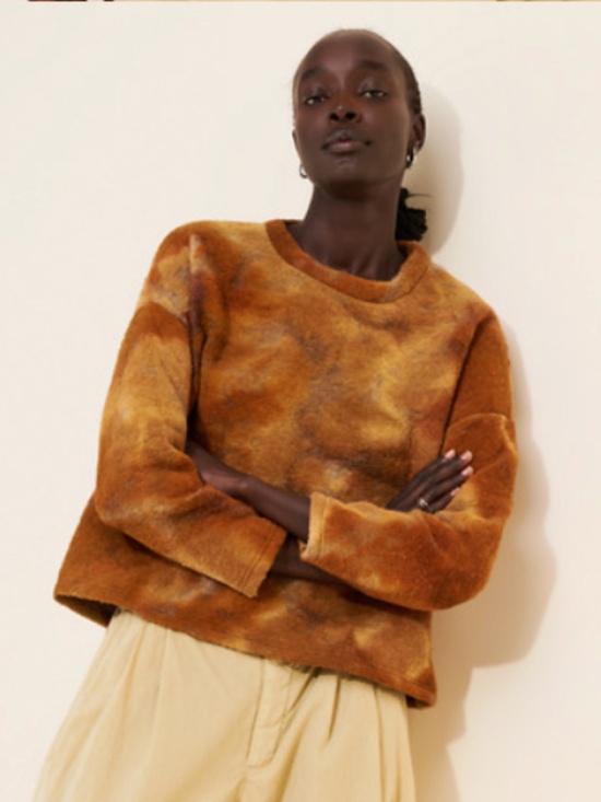 RITA ROW Dizz Autumnal-Hued Dropped Shoulder Abstrat Wool Blend Sweater Size XL - Picture 8 of 15